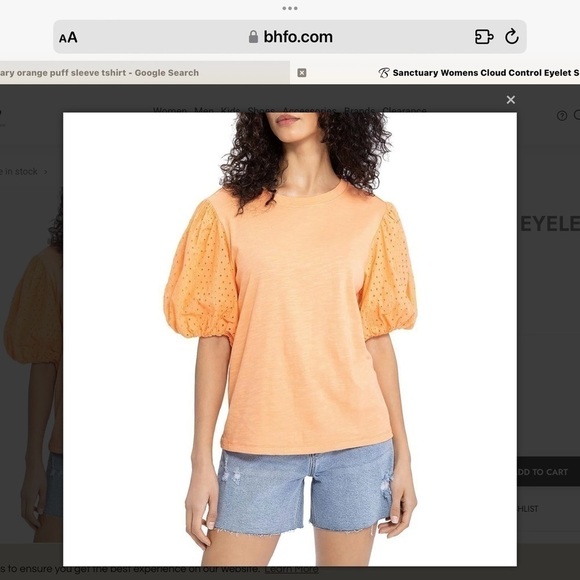 Sanctuary Orange Cloud Control Puff Short Sleeve T shirt - Picture 1 of 7